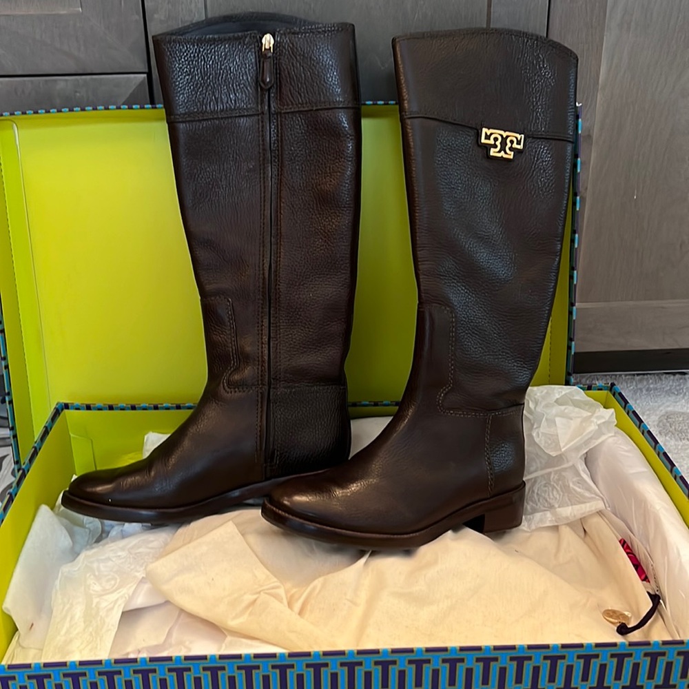 Tory Burch Dark Brown (Coconut) Leather Riding Boots Size 7